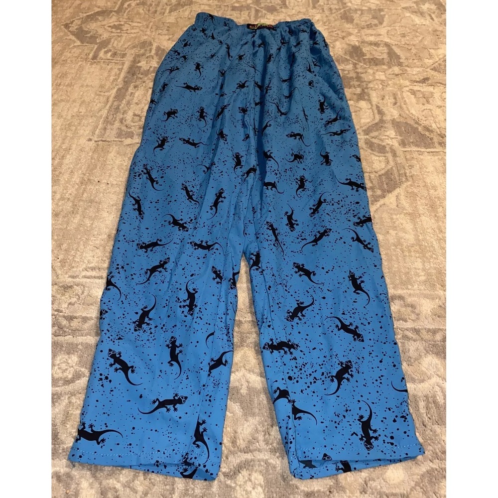 Vintage Gecko Hawaii Men's Gecko Print Black Blue‎ Surf Windbreaker Jogger Pants